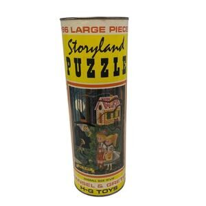 Vintage 1970s Hansel & Gretel HG Toys 10" by 14" Puzzle in Metal Tube - Complete